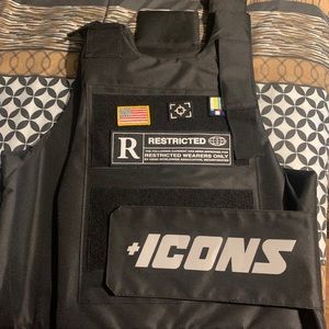 all black icons word on front in grey perfect